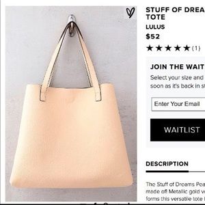 Reversible peach/blush and gold tote bag